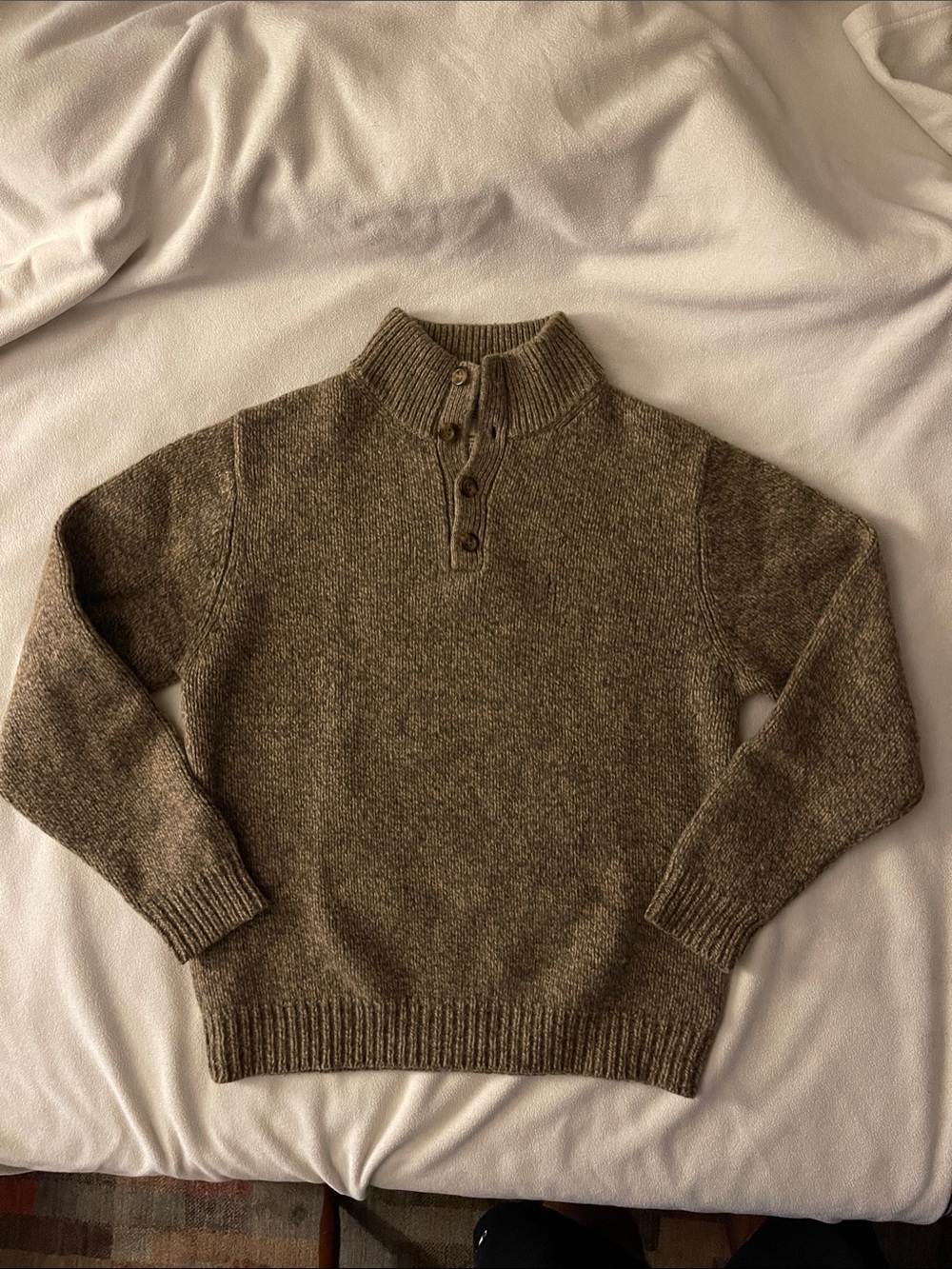 L.L. Bean Men's Brown Turtleneck Button Pullover
